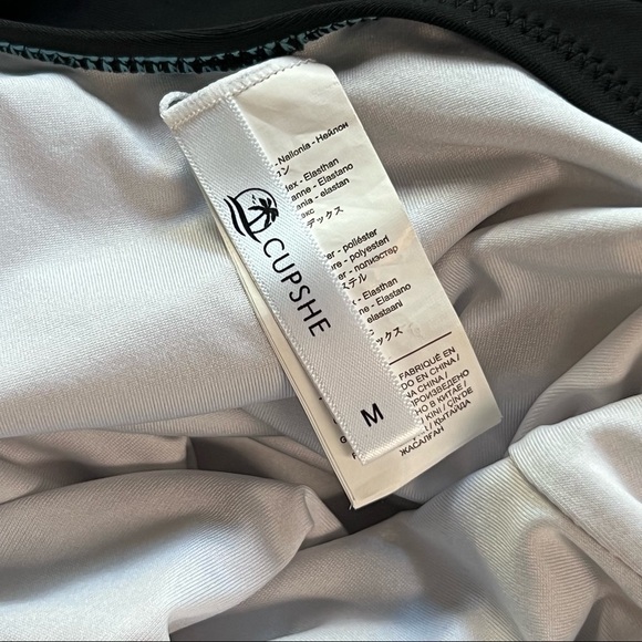 CUPSHE Floral/Black Colorblock Halter Neck High Waist Retro 1 Piece Swim Suit M - Picture 7 of 10